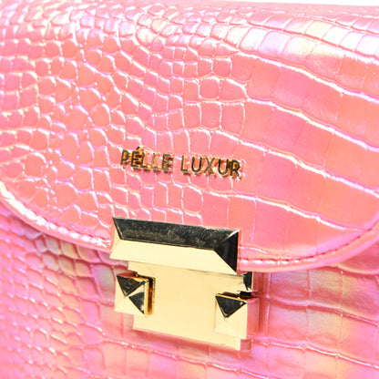 Pelle Luxur Women's Wine Red, Premium PU Sling Bag, Small Size with Push Lock Closure