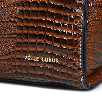 Pelle Luxure Women's PU Satchel Bag – Available in Brown, Black, and Wine