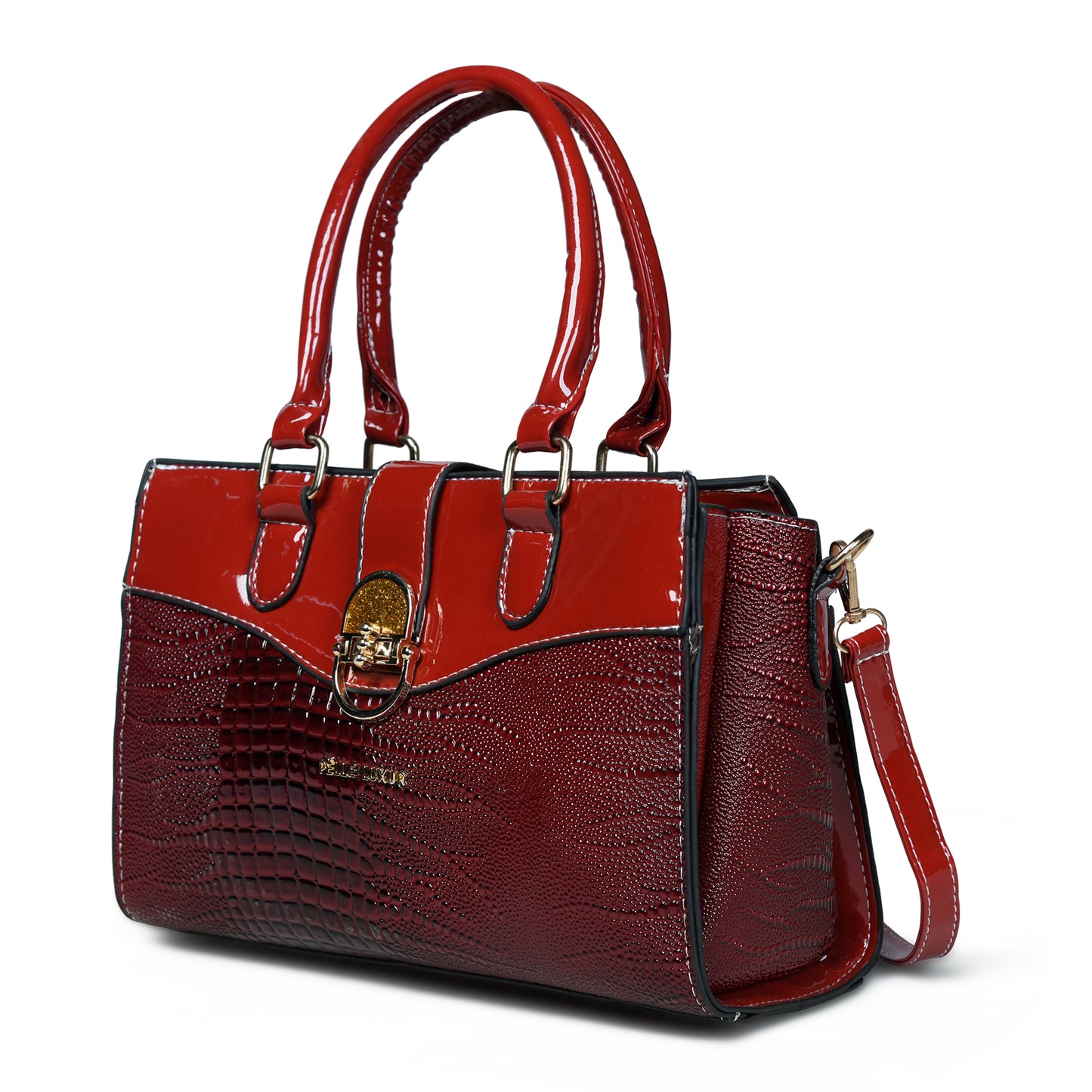 Pelle Luxure Women's PU Satchel Bag – Available in Brown, Black, and Wine
