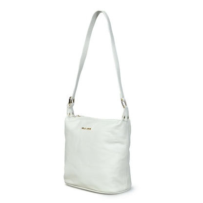 Pelle Luxure Women's PU Medium Handbag – Elegant White Design in White, Khaki & Black Colors