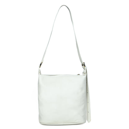 Pelle Luxure Women's PU Medium Handbag – Elegant White Design in White, Khaki & Black Colors