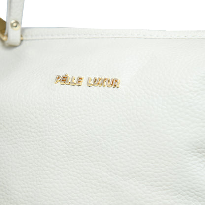 Pelle Luxure Women's PU Medium Handbag – Elegant White Design in White, Khaki & Black Colors