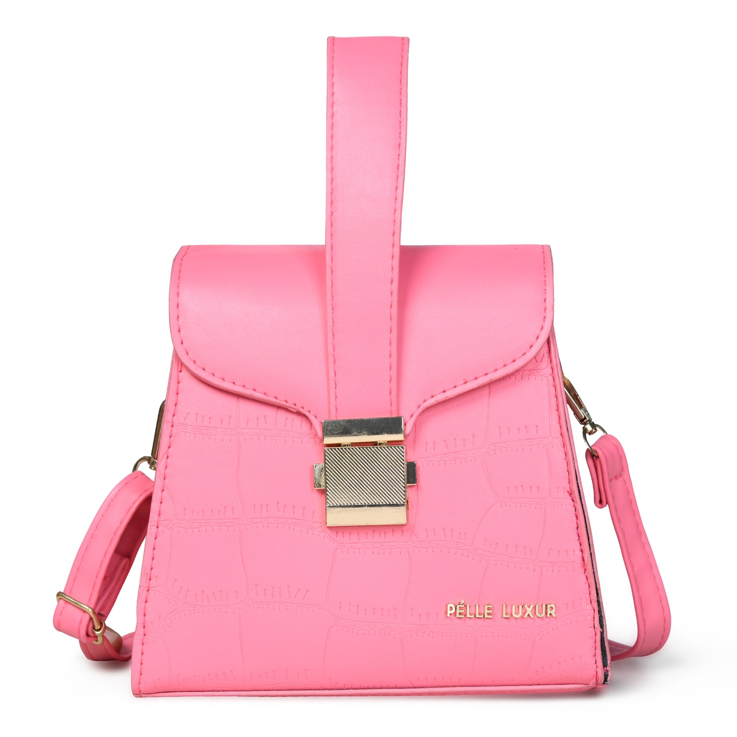 Elegant and Functional: Pelle Luxure Women's Sling Bag with Detachable Handles- Available in Brown, Green, Peach, and Pink