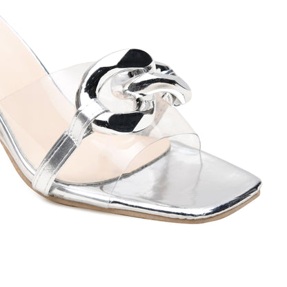 Pelle Luxur Noemi Silver Heel Sandals for Women