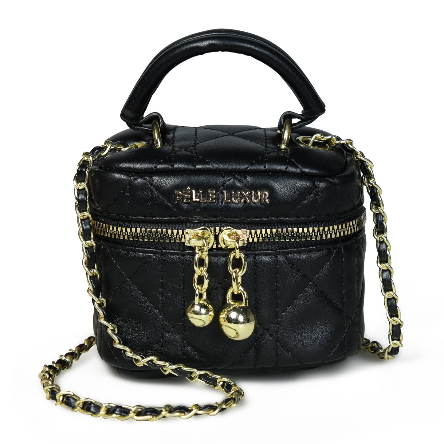 Sleek and Stylish: Pelle Luxure Women's Small Sling Bag in White and Black