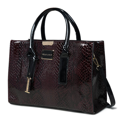 Pelle Luxure Women's PU Satchel Bag – Available in Brown, Black, and Wine Colors