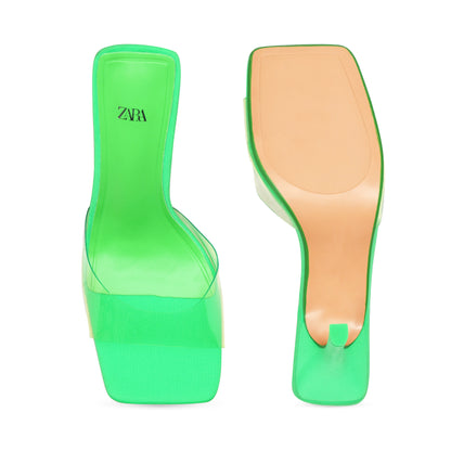 Pelle Luxur Concetta Green Sandals for Women