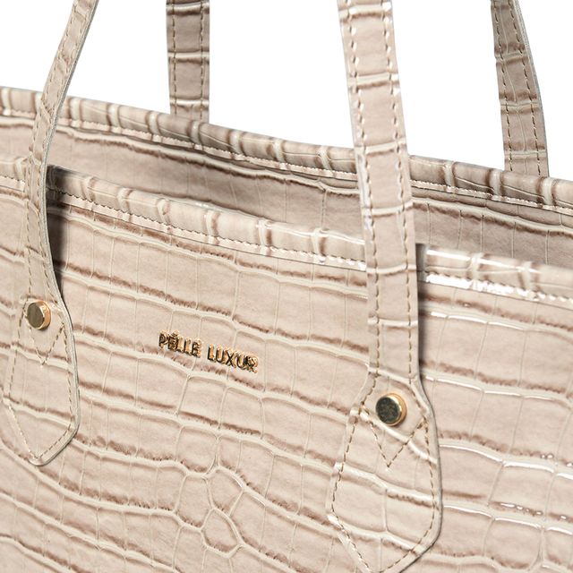 Pelle Luxur Women's Tortilla Brown, Premium PU Handheld Bag, Large Size with Zipper Closure